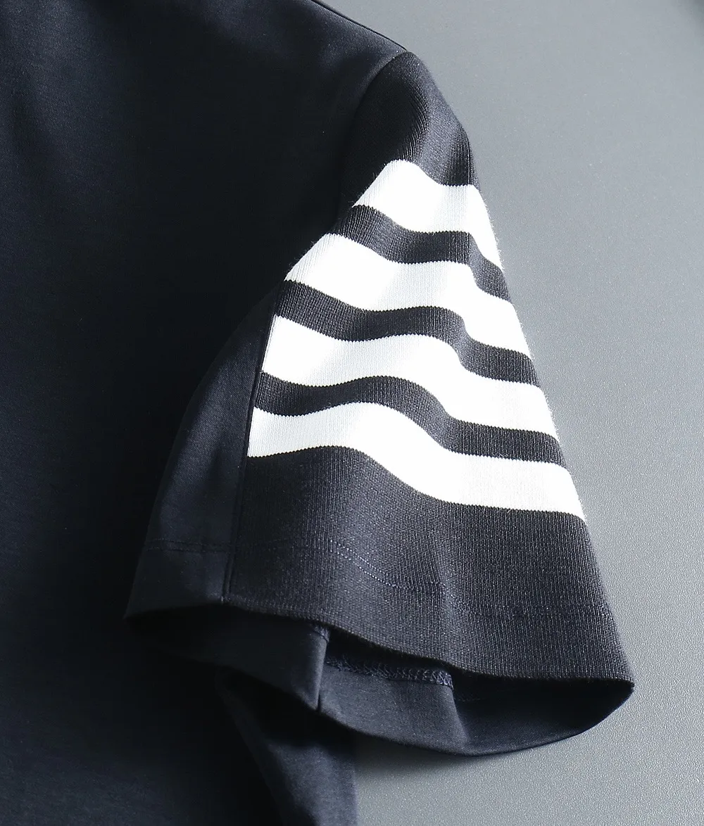 Thom Browne # New Arrival POLO ！ Quality # Breathable Versatile ！ ：Dark Blue White Size：M-XXXL